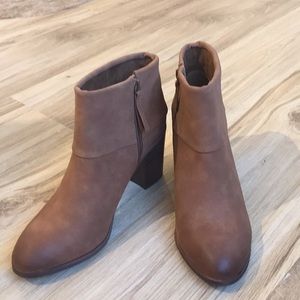 NWT, never worn, brown vegan leather booties